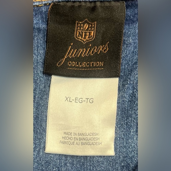 Patriots New England NFL NWT Denim Jean Jacket Embroidered XL 15-17 Football - Picture 8 of 13